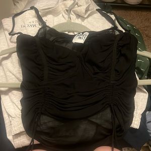 Going out black mesh top